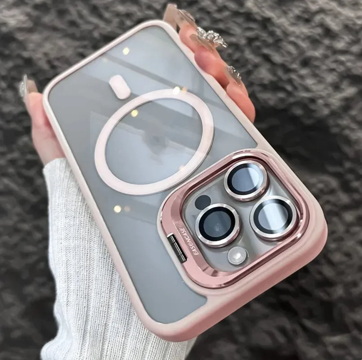 Iphone Transparent Case with Pattern Lens Protector